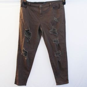 Olive Green Distressed Jeans